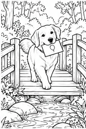Buddy carefully crosses the creek.