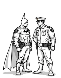 Batman assisting police during a raid coloring pages