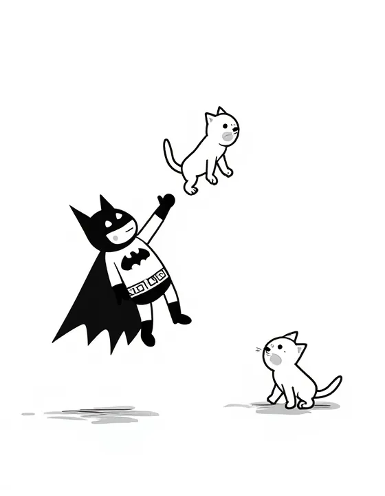 Batman catching a falling cat