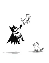 Batman catching a falling cat coloring pages