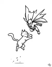 Batman catching a falling cat