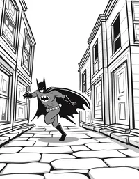 Batman chasing criminals through alleyways