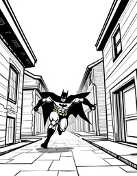 Batman chasing criminals through alleyways