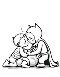 Batman comforting a victim of crime