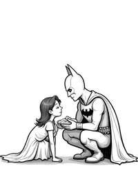 Batman comforting a victim of crime