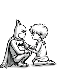 Batman comforting a victim of crime