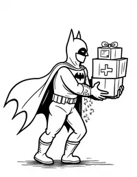 Batman delivering medical supplies to a hospital