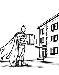 Batman delivering medical supplies to a hospital