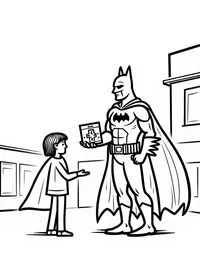 Batman delivering medical supplies to a hospital