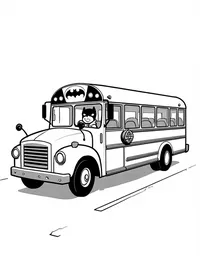 Batman escorting a school bus