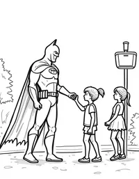 Batman helping children cross the street safely