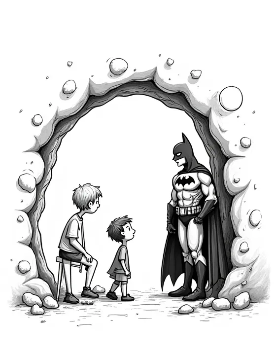 Batman interrogating villain in his cave