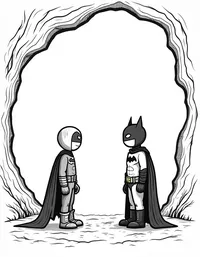 Batman interrogating villain in his cave