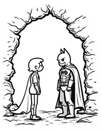 Batman interrogating villain in his cave