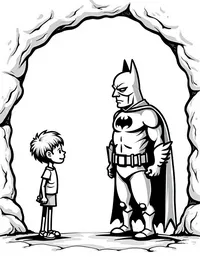 Batman interrogating villain in his cave