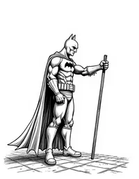 Batman investigating a mysterious crime scene coloring pages