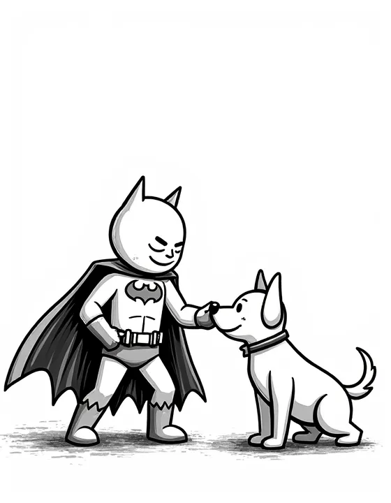 Batman rescuing a trapped dog