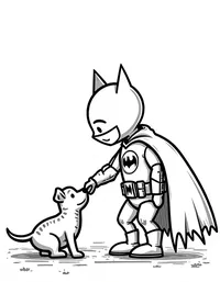 Batman rescuing a trapped dog