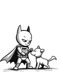 Batman rescuing a trapped dog