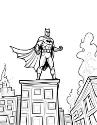 Batman saving a child from a burning building