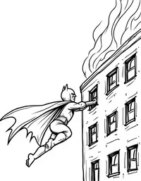 Batman saving a child from a burning building