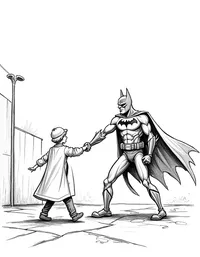 Batman stopping a robbery at night coloring pages