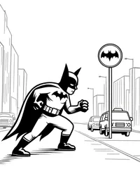 Batman stopping traffic to catch thieves