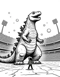 Godzilla smashes through a stadium