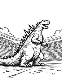 Godzilla smashes through a stadium