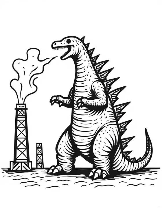 Godzilla breath melts steel structures