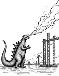 Godzilla breath melts steel structures