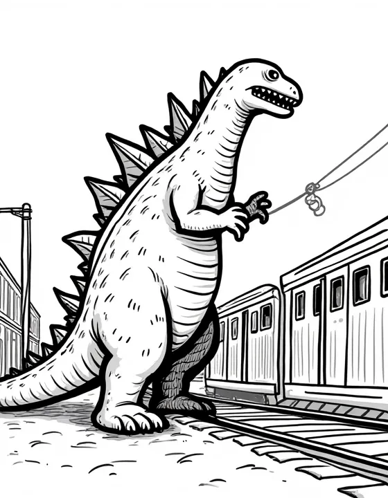 Godzilla's claws tear apart a train station