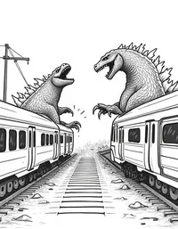 Godzilla's claws tear apart a train station