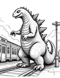 Godzilla's claws tear apart a train station