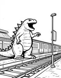 Godzilla's claws tear apart a train station