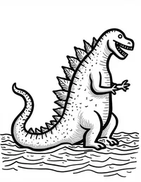 Godzilla's presence causes tidal waves coloring pages