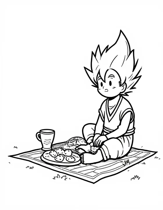 Goku enjoying a peaceful picnic