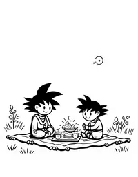 Goku enjoying a peaceful picnic