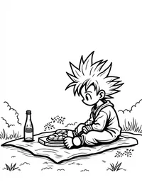 Goku enjoying a peaceful picnic