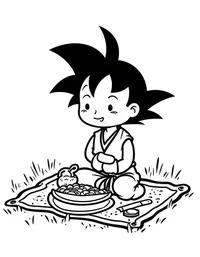 Goku enjoying a peaceful picnic