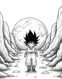 Goku exploring an ancient temple