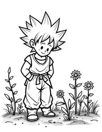 Goku helping farmers plant crops