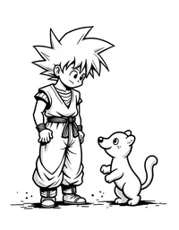 Goku rescuing a trapped animal