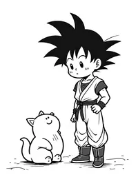 Goku rescuing a trapped animal