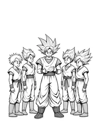 Goku teaching a group of young warriors