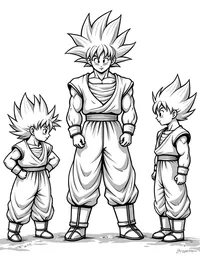 Goku teaching a group of young warriors