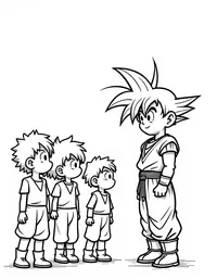 Goku teaching a group of young warriors