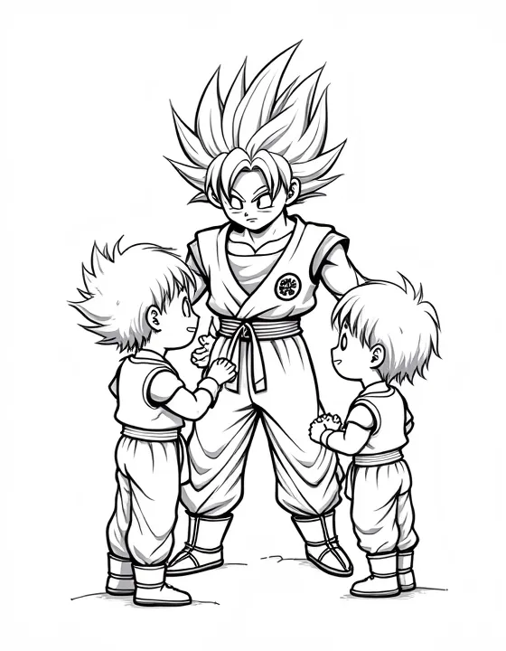 Goku teaching martial arts to children