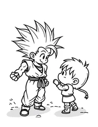 Goku teaching martial arts to children