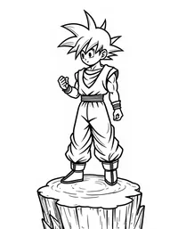 Goku training atop a floating island